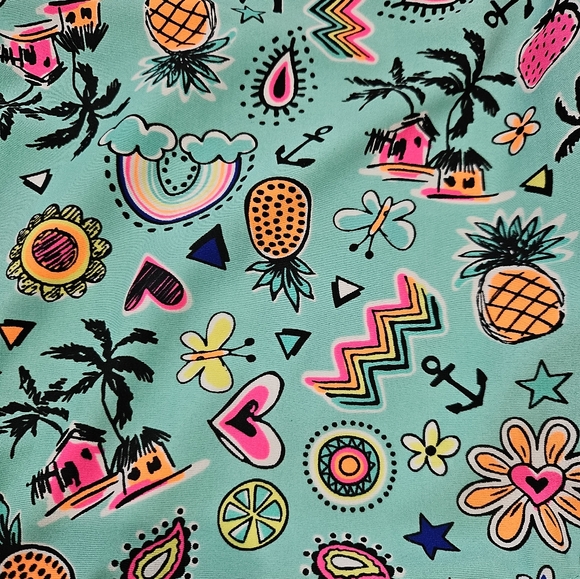 Toddler One Piece Swimsuit Allover Summer Print and Ruffle Shoulder Size 5 - Picture 3 of 4